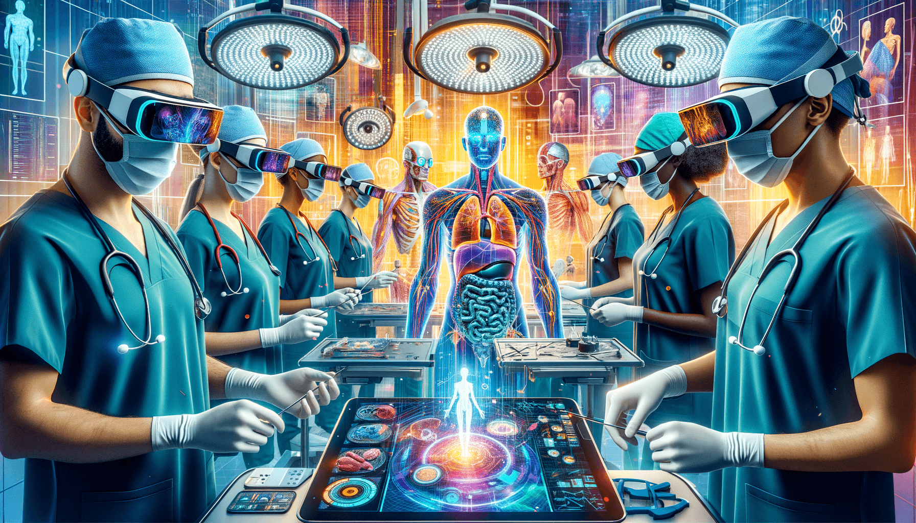 "Surgeon performing precision operation with AR headset showcasing advanced medical technology by Gravity Jack in the rapidly growing $5.1 billion AR/VR healthcare market."